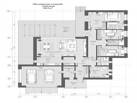 Современный одноэтажный дом 197 м2